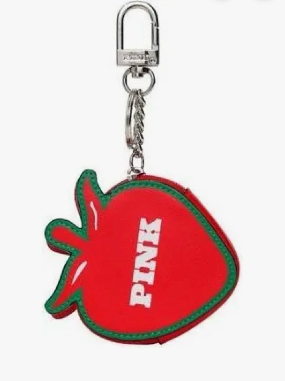 PINK Victoria's Secret, Strawberry 🍓 Zip Pouch Keychain Charm NWT